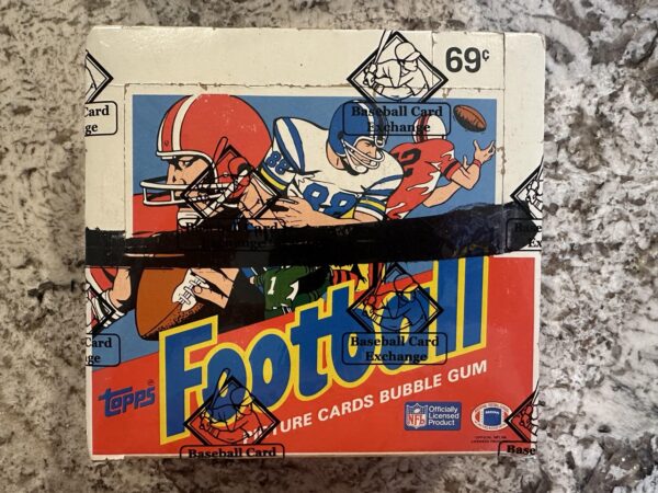 1986 Topps Football BBCE Wrapped X-Out Cello Box